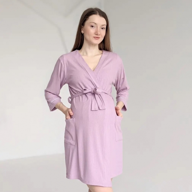 Халат у пологовий та для дому в рубчик