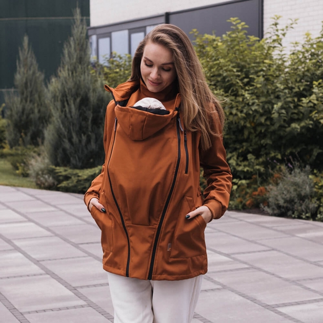 Слінгокуртка, куртка для вагітних Softshell 4 в 1 Паприка 