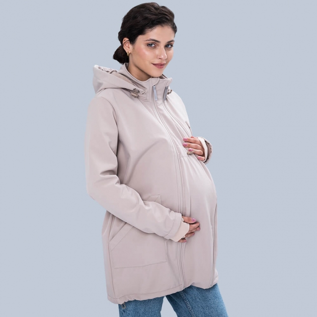 Слінгокуртка, куртка для вагітних Softshell 4 в 1 Бежева