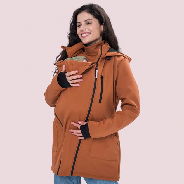 Слінгокуртка, куртка для вагітних Softshell 4 в 1 Паприка